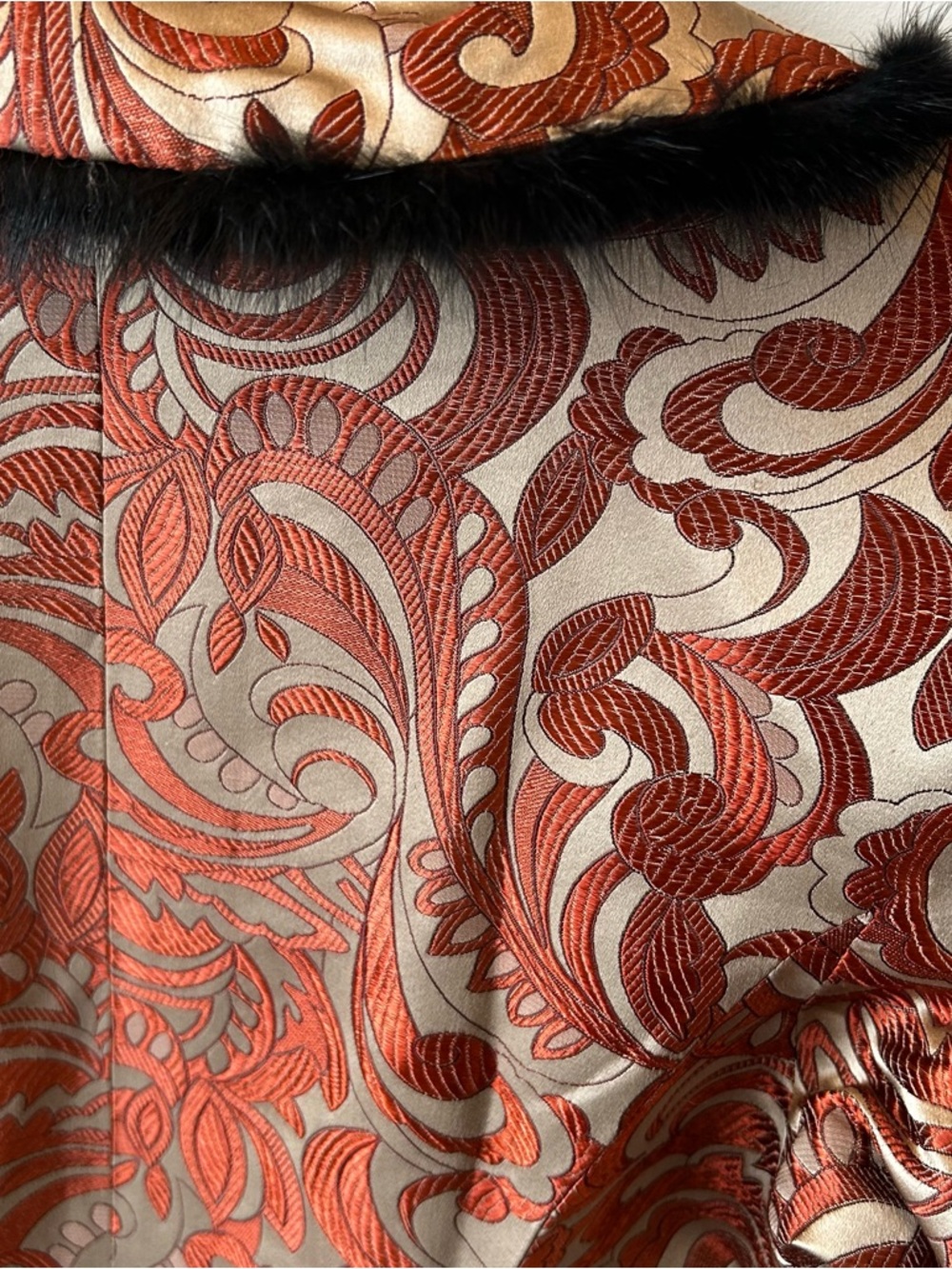 100% SILK Brocade Jacket Mandarin Collar Frog Closure Vintage Glam Statement - Picture 9 of 16